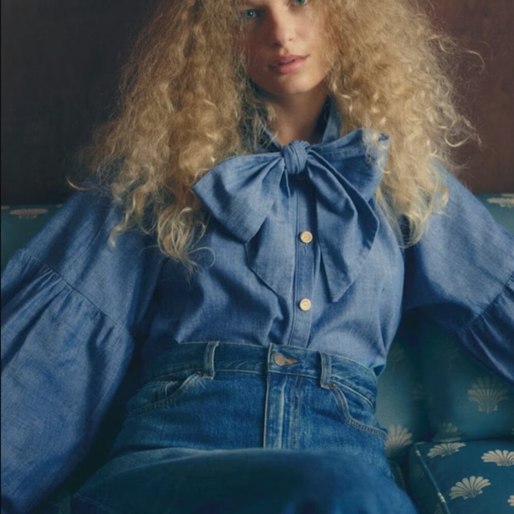 Sézane x Antoinette Poisson NWT Tizia Shirt in Chambray Size 38/US 6